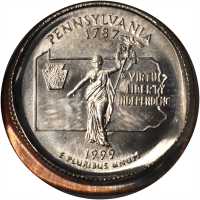 1999-P State Quarter. Pennsylvania--Broadstruck with 70% Obverse Brockage--MS-67 (NGC).