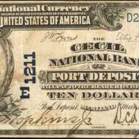 Port Deposit, Maryland. $10 1902 Plain Back. Fr. 624. The Cecil NB. Charter #1211. Very Fine.