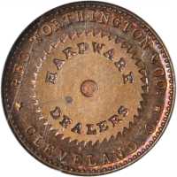 Ohio--Cleveland. 1862 George Worthington & Co. Fuld-175S-1b. Rarity-6. Brass. 19 mm. MS-66 BN (NGC).