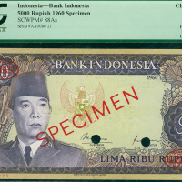 1960年印度尼西亚银行5000盾样钞，PCGS Currency 58, 源出Lim & Lim 集藏