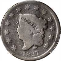 1827 Matron Head Cent. N-10. Rarity-4+. Good-4 (PCGS).