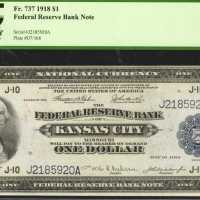 Fr. 737. 1918 $1 Federal Reserve Bank Note. Kansas City. PCGS Choice New 63 PPQ.