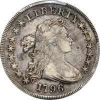 1796 Draped Bust Silver Dollar. BB-65, B-5. Rarity-4. Large Date, Small Letters. EF-40 (PCGS).