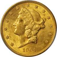 美国1904年20美元金币。