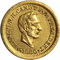 1860 Abraham Lincoln. DeWitt-AL 1860-75. Brass. 18 mm. Choice About Uncirculated.