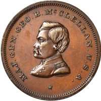 1864 George McClellan. DeWitt-GMcC 1864-11. Bronzed copper. 31.1 mm. Choice About Uncirculated.