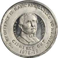1876 Samuel J. Tilden. DeWitt-SJT 1876-7. White Metal. 31.2 mm. Choice Mint State.