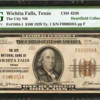Wichita Falls, Texas. $100 1929 Ty. 1. Fr. 1804-1. The City NB. Charter #4248. PMG Very Fine 25.