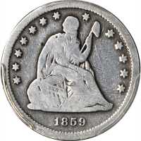 1859-S Liberty Seated Quarter. Briggs 1-A, the only known dies. Good Details--Polished (PCGS).