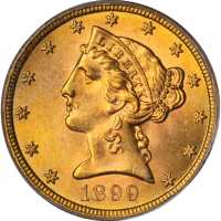 1899-S Liberty Head Half Eagle. MS-64 (PCGS).