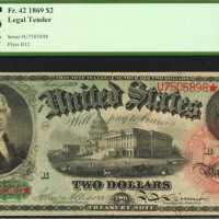 Fr. 42. 1869 $2 Legal Tender Note. PCGS Very Fine 25.