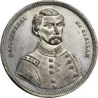 1864 George McClellan. DeWitt-GMcC 1864-8. White metal. 33.8 mm. Choice About Uncirculated.