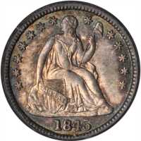 1845 Liberty Seated Half Dime. V-5, FS-302. Repunched Date. MS-65 (PCGS). CAC.