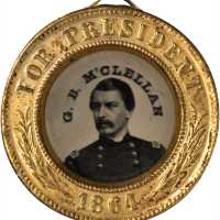 1864 George McClellan. DeWitt-GMcC 1864-51. Ferrotype. Gilt brass. 24.5 mm. Mint State.