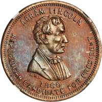 1860 Abraham Lincoln. DeWitt-AL 1860-37. Copper. 31 mm. MS-64 BN (NGC).