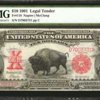 Fr. 118. 1901 $10 Legal Tender Note. PMG Choice Very Fine 35.
