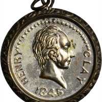 1844 Henry Clay. DeWitt-HC 1844-48. Silvered brass shells. 24.6 mm. About Uncirculated.