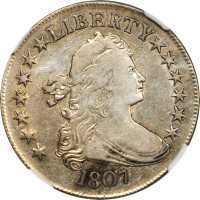 1807 Draped Bust Half Dollar. O-102, T-8. Rarity-2. VF-25 (NGC).