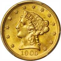 1905 Liberty Head Quarter Eagle. MS-63 (PCGS).