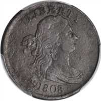1808/7 Draped Bust Half Cent. C-2. Rarity-3. VF Details--Environmental Damage (PCGS).