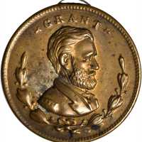 1872 Ulysses S. Grant. DeWitt-USG 1872-Unlisted. Silvered brass shells. About Uncirculated.
