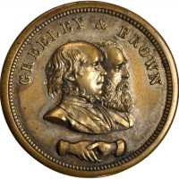 1872 Horace Greeley. DeWitt-HG 1872-22. Brass shells. 28.4 mm. About Uncirculated.