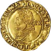 英国。詹姆士一世（1603年至1625年）劳雷尔金币。