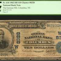 Columbus, Nebraska. $10 1902 Date Back. Fr. 618. The German NB. Charter #8328. PCGS Very Good 08.