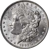 1892 Morgan Silver Dollar. MS-62 (ANACS).