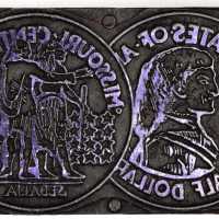 1921 Missouri Centennial Commemorative Half Dollar Printers Block. Lead-Topped Wood. Essentially As 