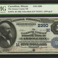 Fr. 574. Carrollton, Illinois. 1882 $5 Value Back. The Greene County National Bank of Carrollton. Ch