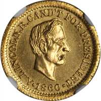 1860 Abraham Lincoln. DeWitt-AL 1860-75. Brass. 18 mm. MS-66 (NGC).