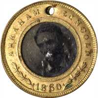 1860 Abraham Lincoln. DeWitt-AL 1860-90. Ferrotype. Gilt brass. 24.3 mm. About Uncirculated.