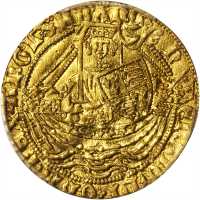 英国。亨利六世，一世（1422-61）1/2诺布尔金币。加莱造币厂。