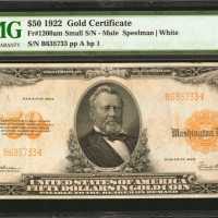 Fr. 1200am. 1922 $50 Gold Certificate. PMG Very Fine 30.