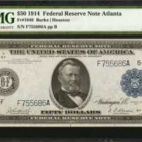 Fr. 1046. 1914 $50 Federal Reserve Note. Atlanta. PMG About Uncirculated 55.