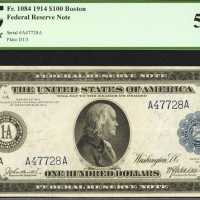 Fr. 1084. 1914 $100 Federal Reserve Note. Boston. PCGS About New 50 PPQ.