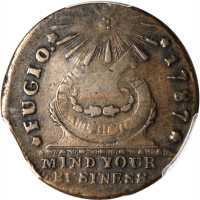 1787 Fugio Copper. Club Rays. Newman 3-D, W-6680. Rarity-3. Rounded Ends. VF-25 (PCGS).