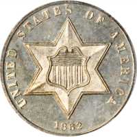 1862 Silver Three-Cent Piece. Proof-64 (PCGS). OGH.