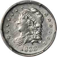 1833 Capped Bust Half Dime. LM-9. Rarity-2. AU Details--Cleaned (PCGS).