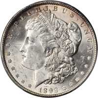 1892 Morgan Silver Dollar. MS-62 (PCGS).