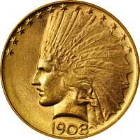 1908-D Indian Eagle. No Motto. MS-64 (PCGS). CAC.