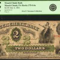 Mauch Chunk, Pennsylvania. Mauch Chunk Bank. July 4, 1861. $2. PCGS Very Fine 20.