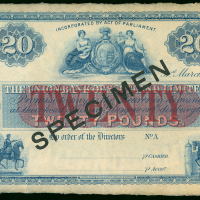 1905年苏格兰联邦银行20镑样钞，有微黄，GEF品相