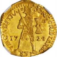 荷兰。1724年Ducat 金币。