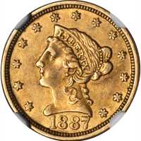 1887 Liberty Head Quarter Eagle. AU-55 (NGC). CAC.