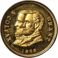 1868 Ulysses S. Grant. DeWitt-USG 1868-23. Brass. 27.9 mm. Choice Mint State.