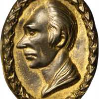 1844 Henry Clay. DeWitt-HC 1844-43. Gilt brass shell. Oval, 20 x 26.4 mm. Extremely Fine.