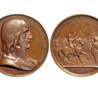 1841-1842年法国为纪念1798年拿破崙征服埃及所铸铜质纪念章，41mm，未使用