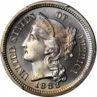 1883 Nickel Three-Cent Piece. Proof-67+ (PCGS).